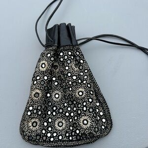 Vintage Baluchi Emporium mirrored White Cutout Wristlet